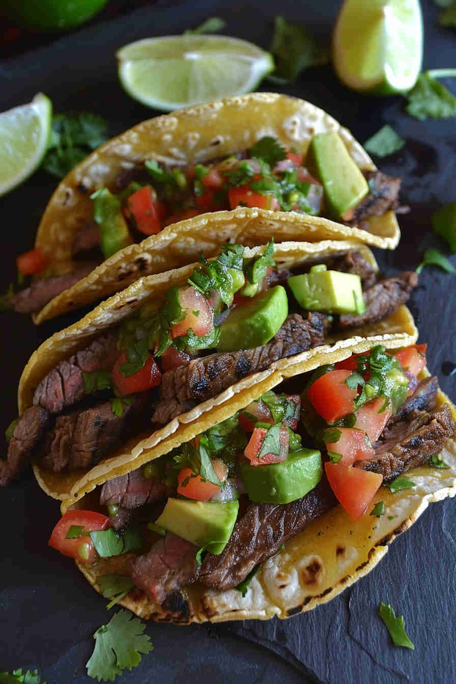 Beef Tacos with Avocado Salsa