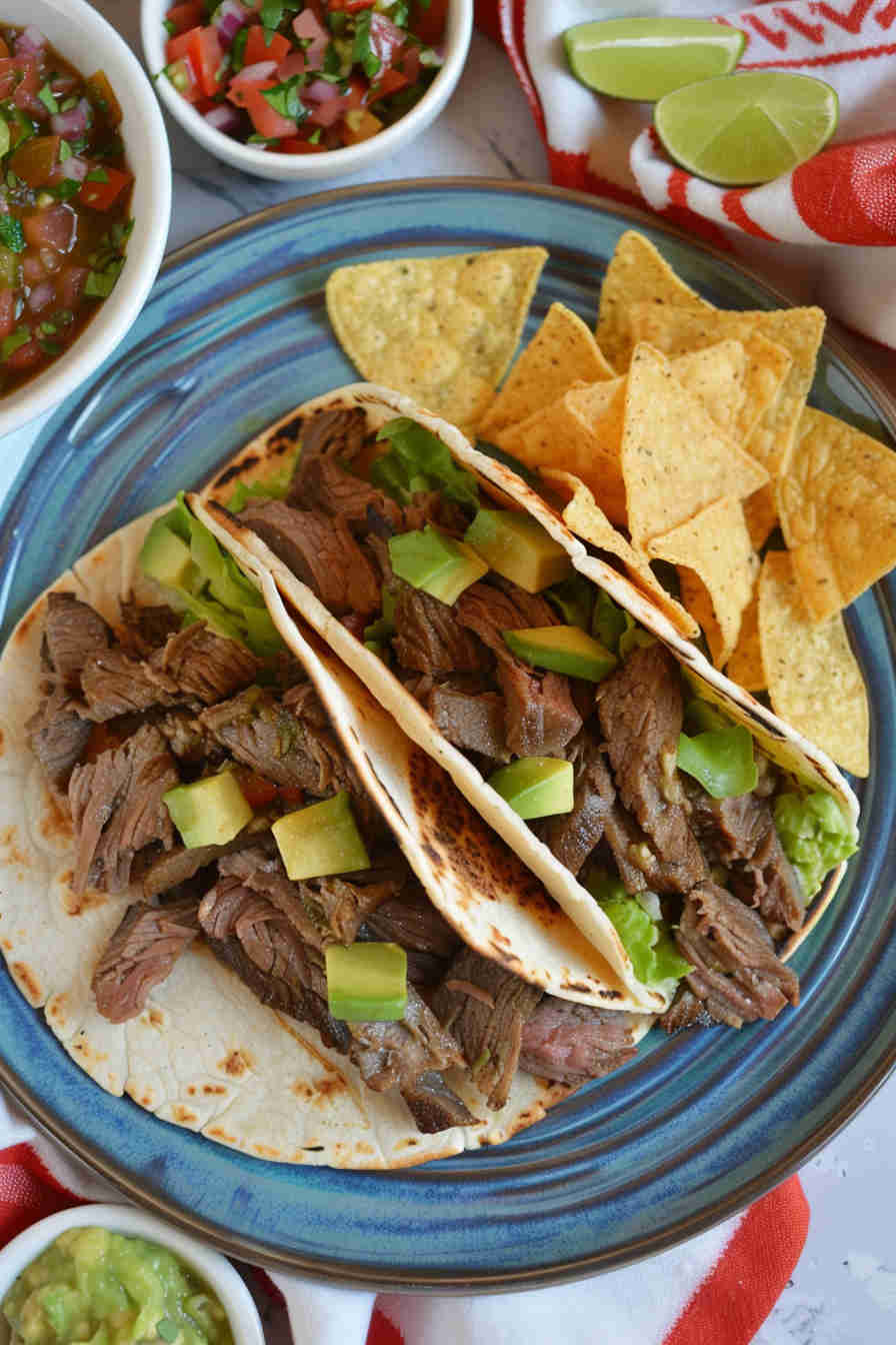 Beef Tacos with Avocado Salsa