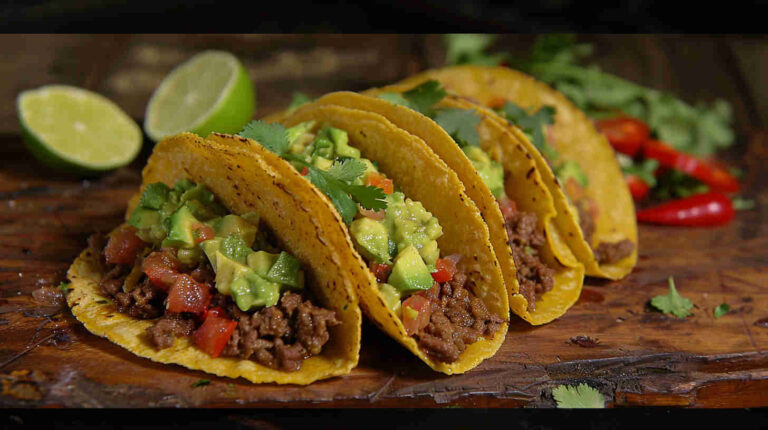 Beef Tacos with Avocado Salsa