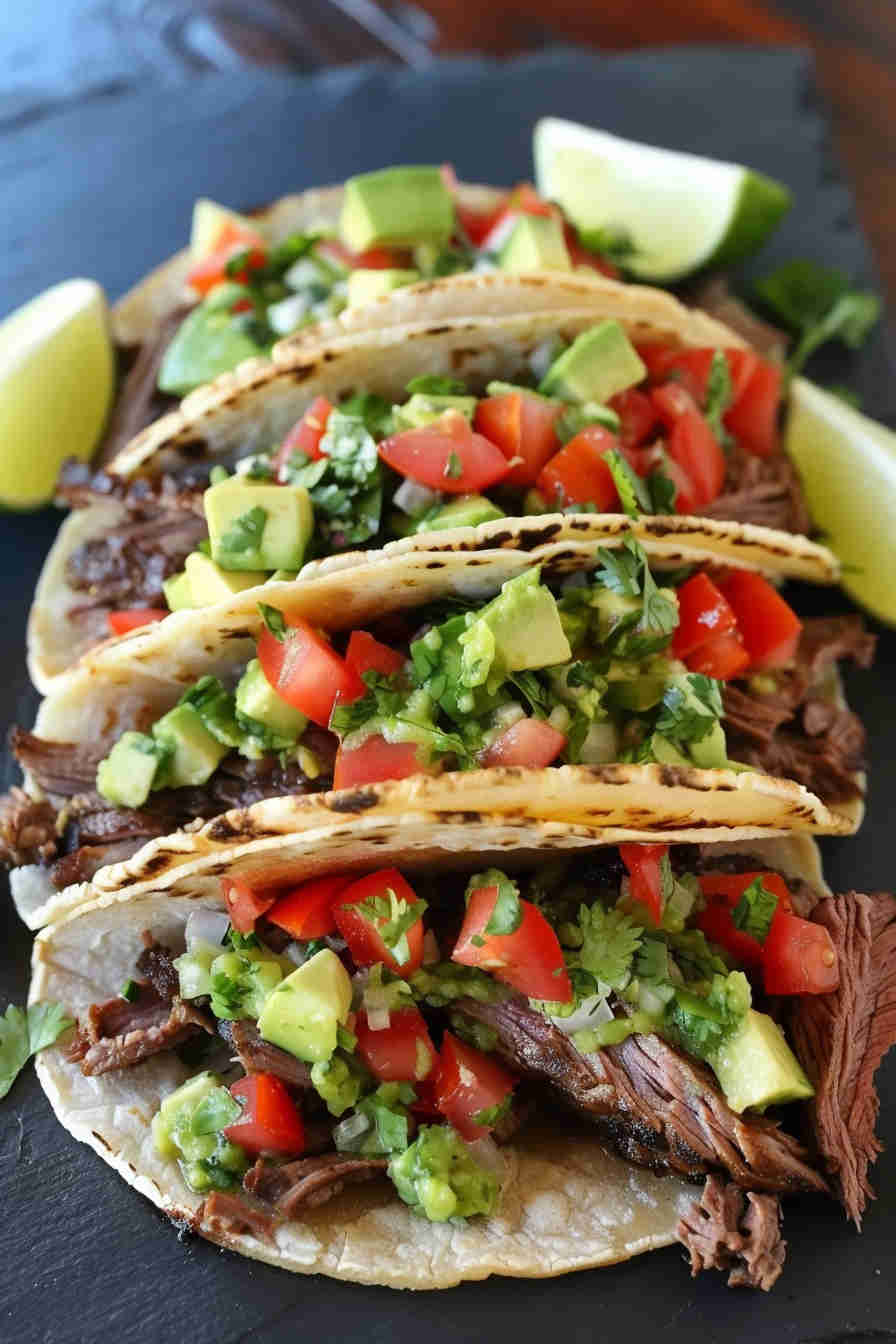 Beef Tacos with Avocado Salsa