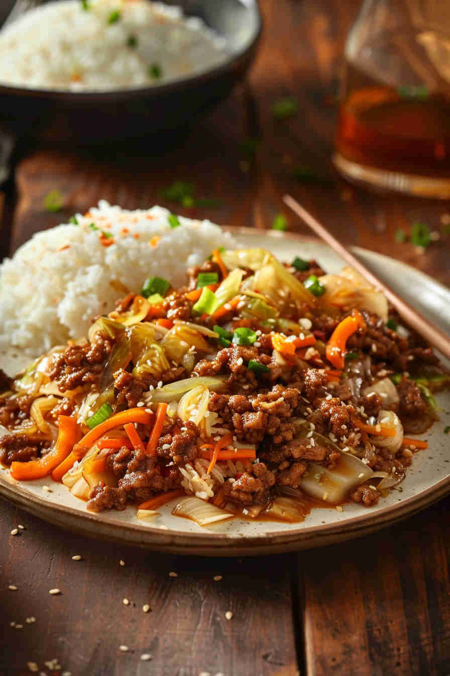 Cabbage Stir-Fry with Ground Beef