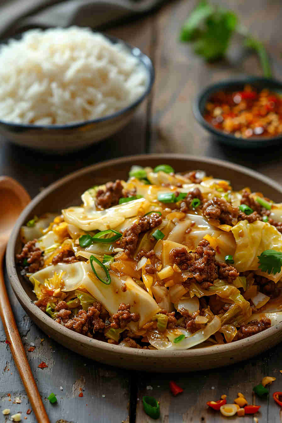 Cabbage Stir-Fry with Ground Beef
