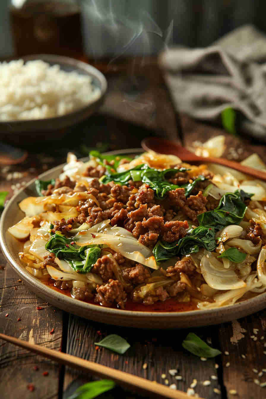 Cabbage Stir-Fry with Ground Beef