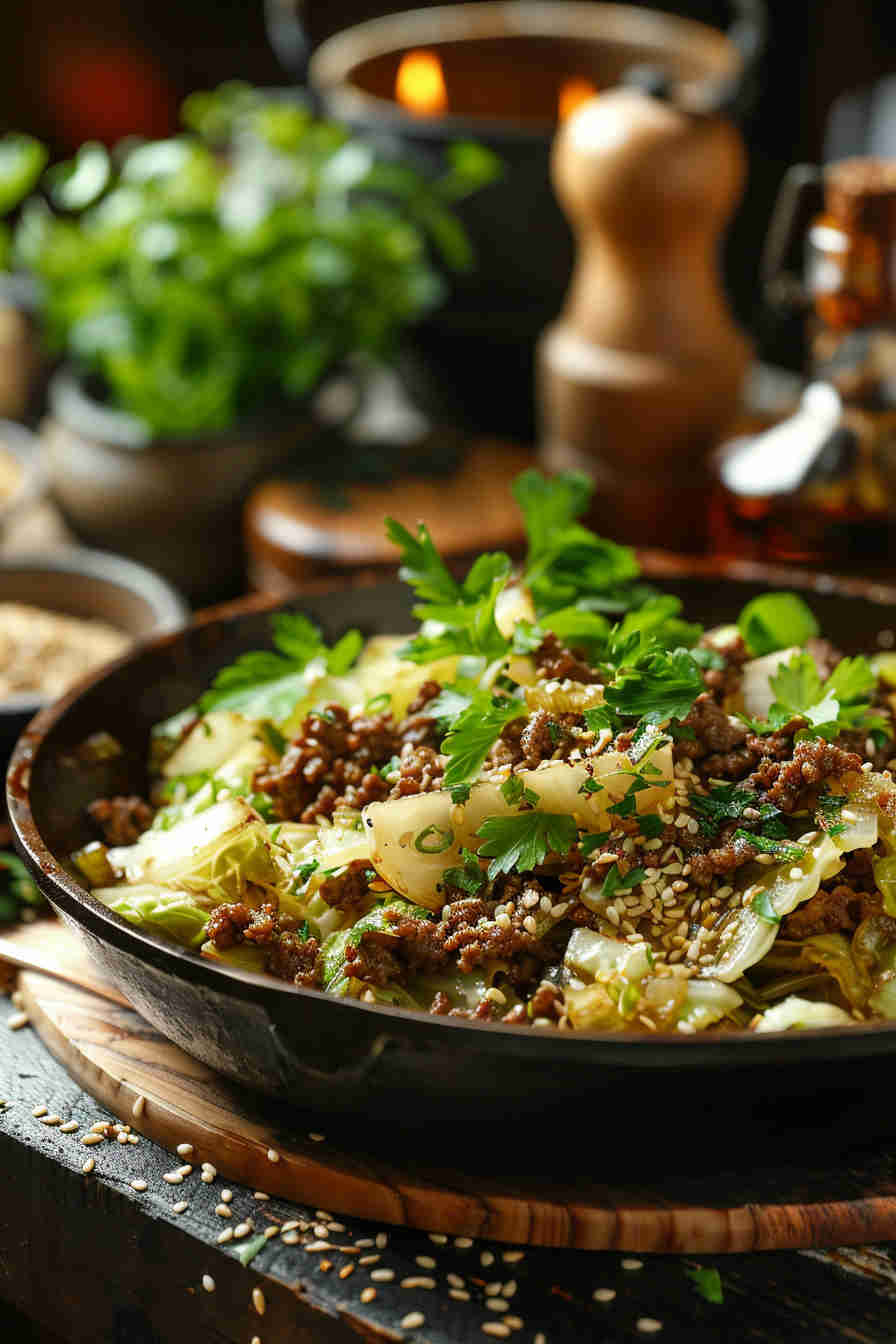 Cabbage Stir-Fry with Ground Beef