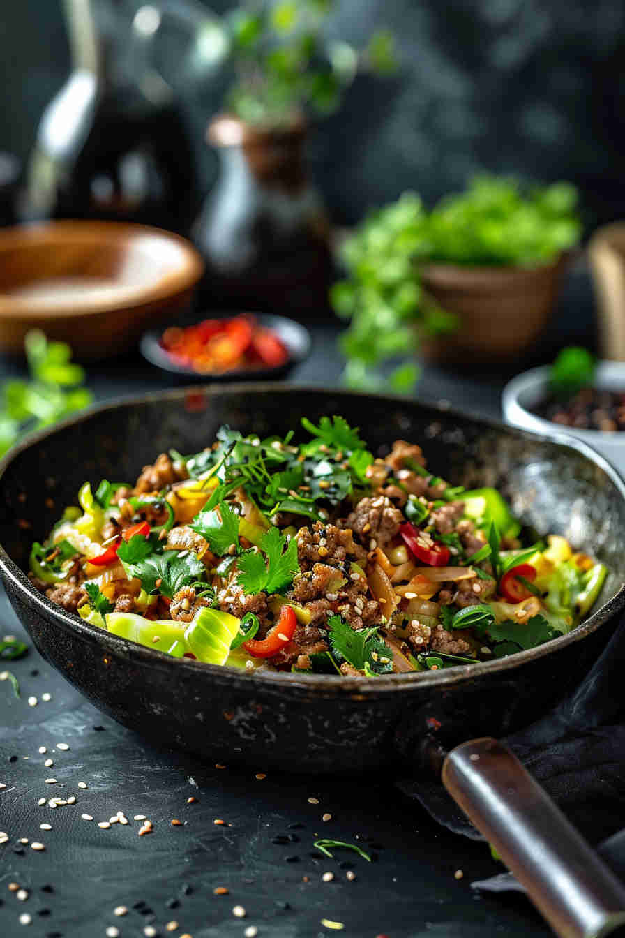 Cabbage Stir-Fry with Ground Beef