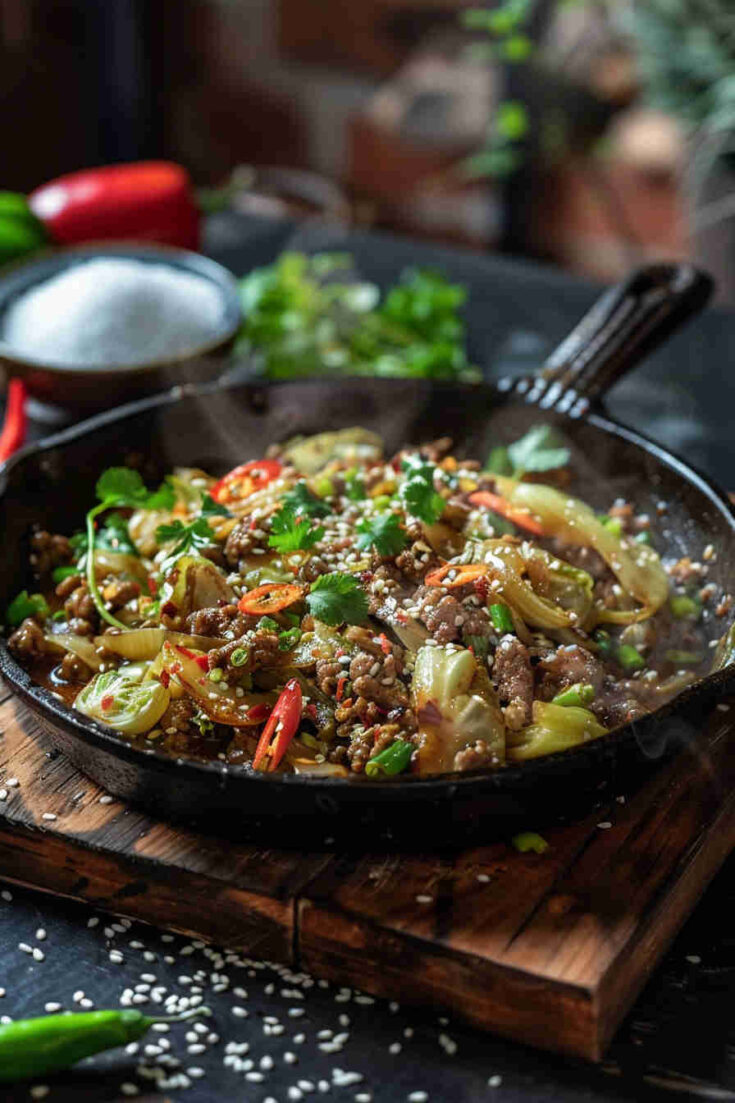 Cabbage Stir-Fry with Ground Beef
