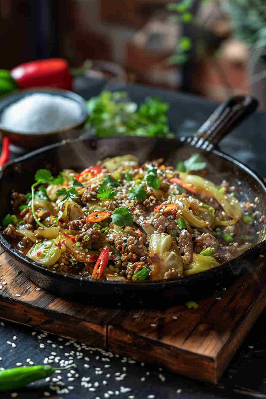Cabbage Stir-Fry with Ground Beef