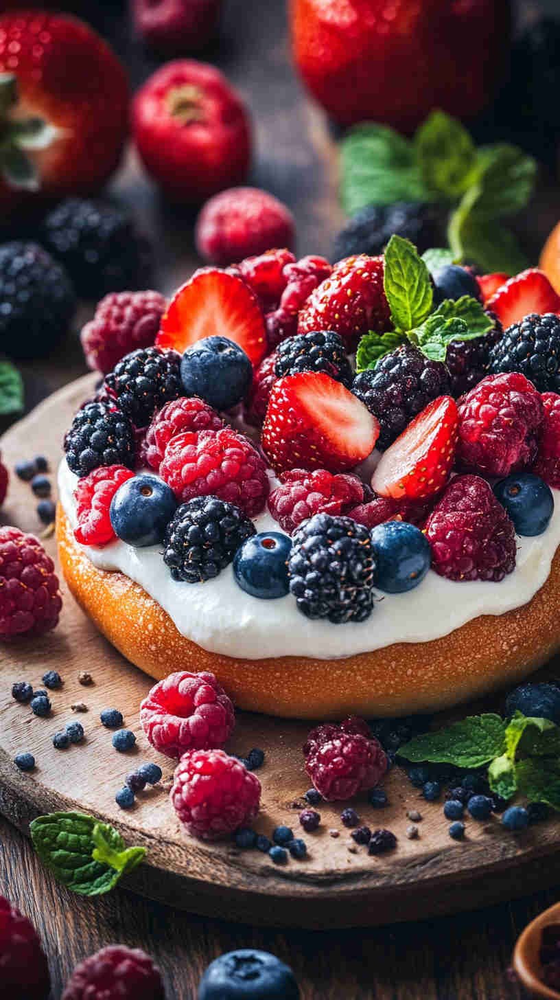 Greek Yogurt and Berry Bagel Delight