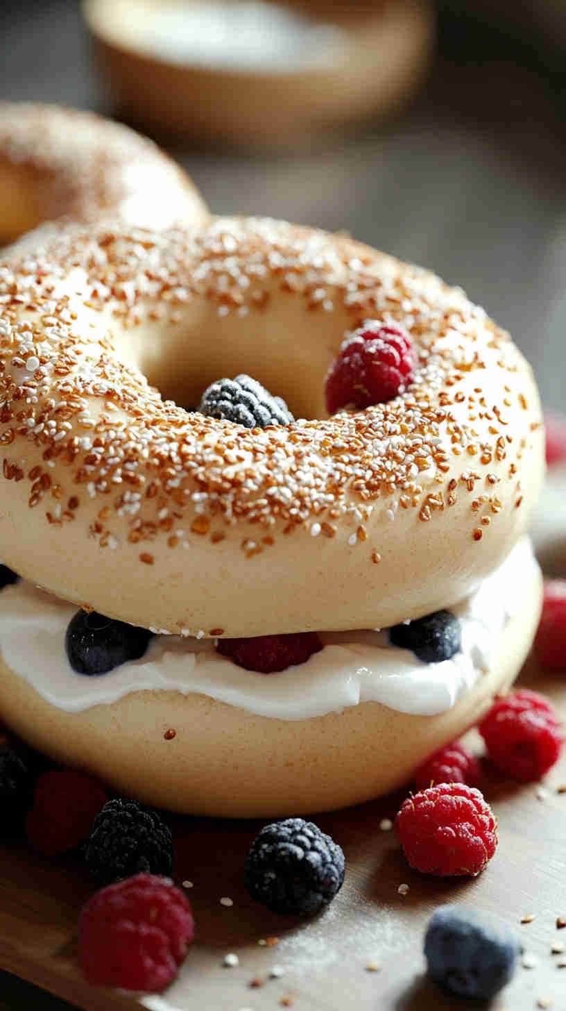 Greek Yogurt and Berry Bagel Delight