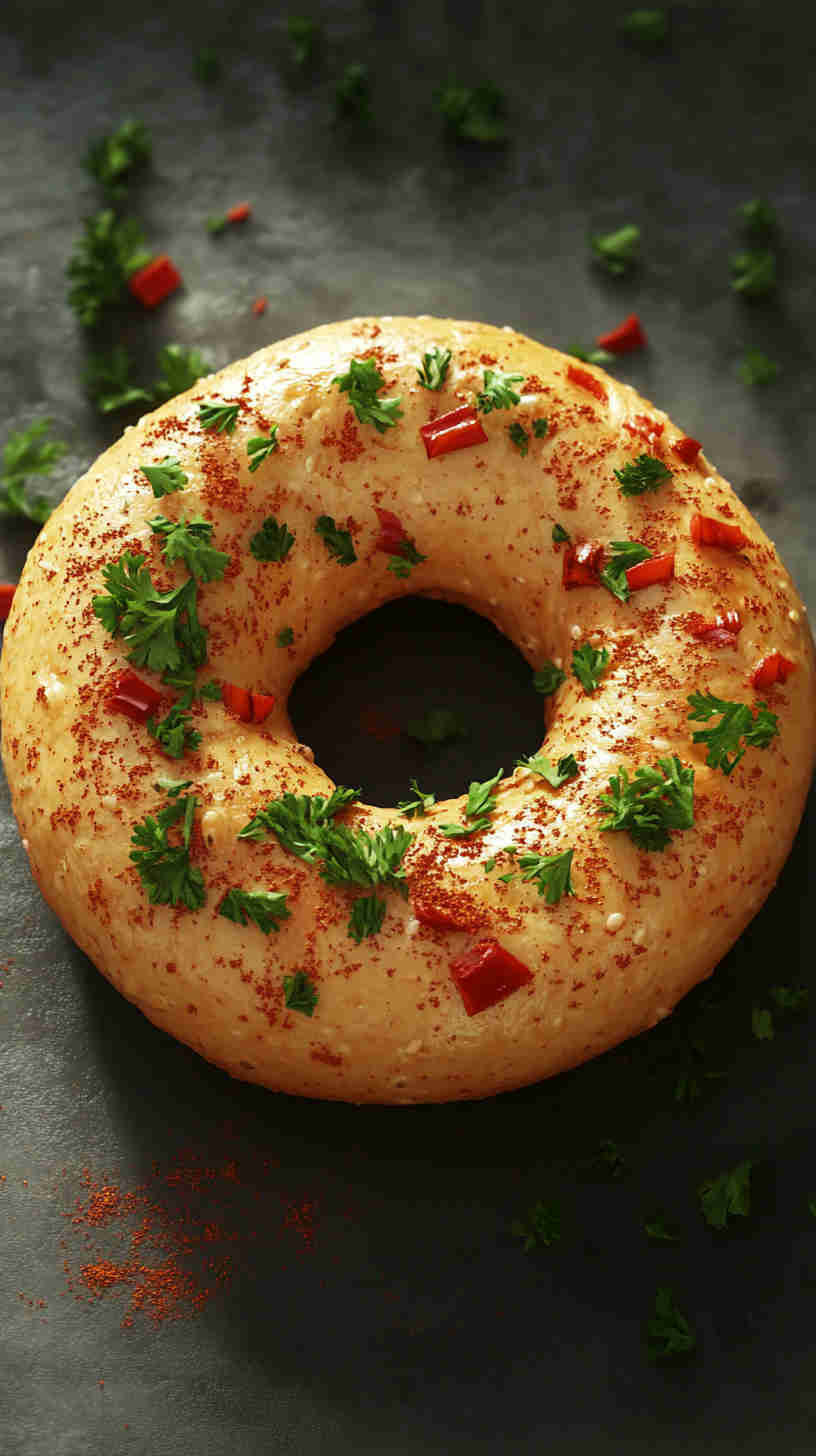 Hummus and Roasted Red Pepper Bagel