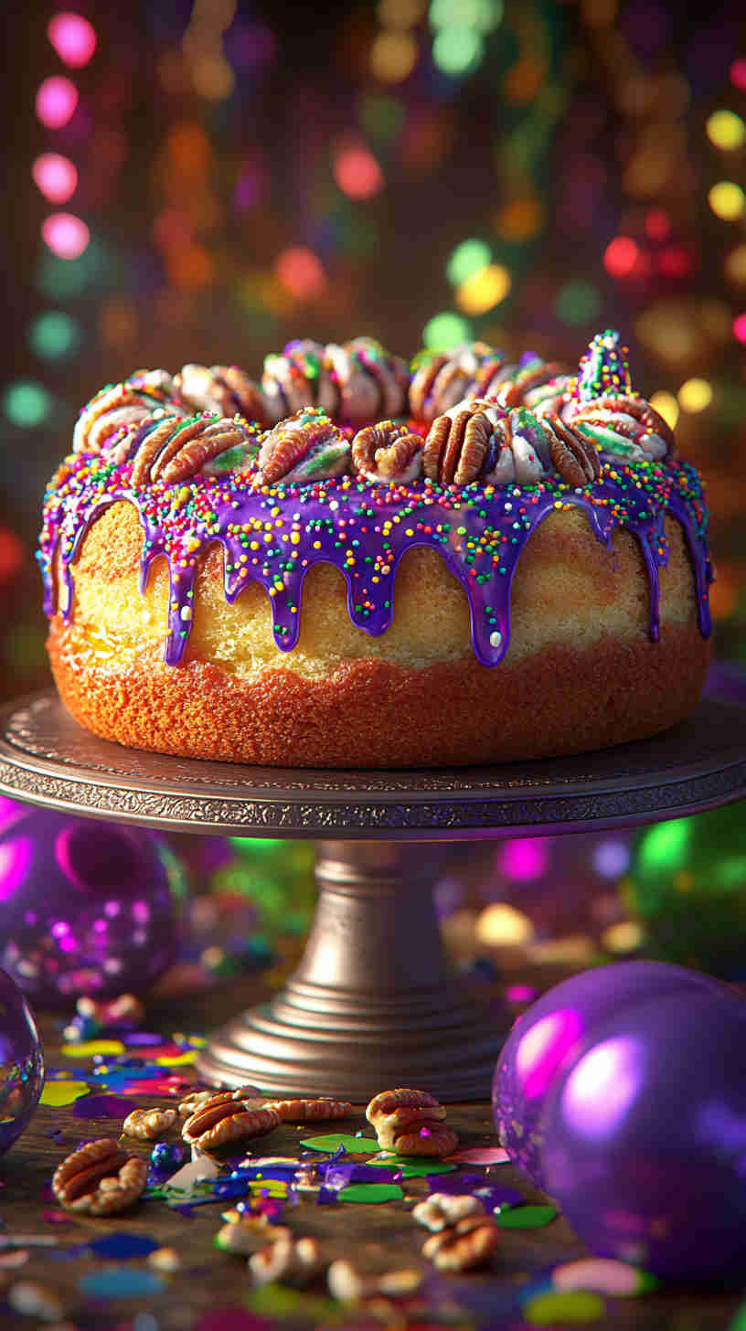 King Cake with Bourbon Pecan Filling
