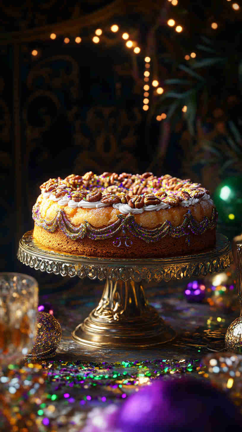 King Cake with Bourbon Pecan Filling