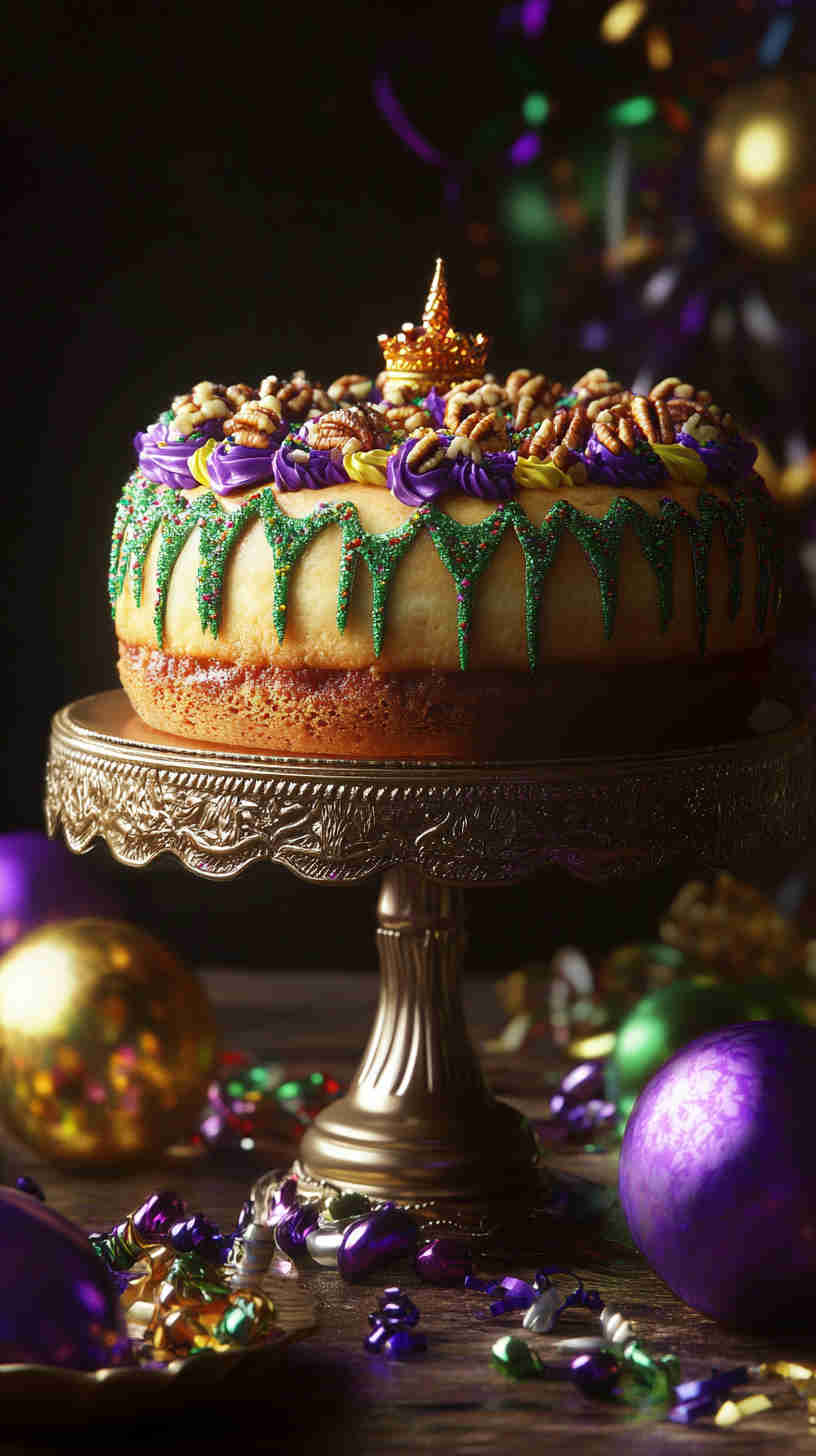 King Cake with Bourbon Pecan Filling