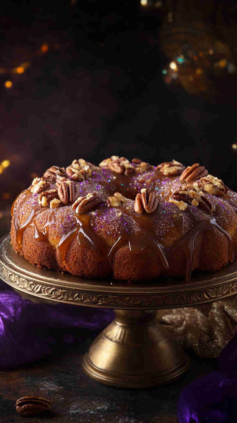 King Cake with Caramelized Sugar and Pecans