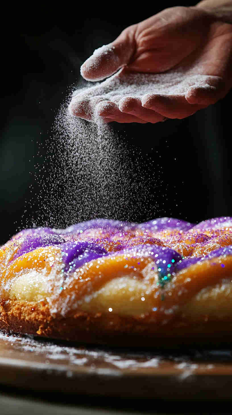 King Cake with Colored Sugar Topping