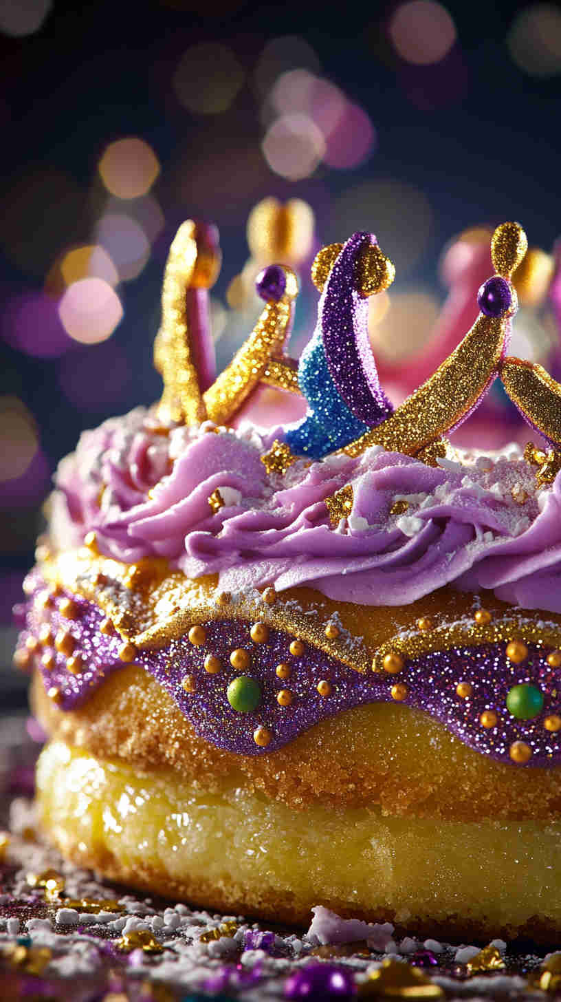 King Cake with Colored Sugar Topping