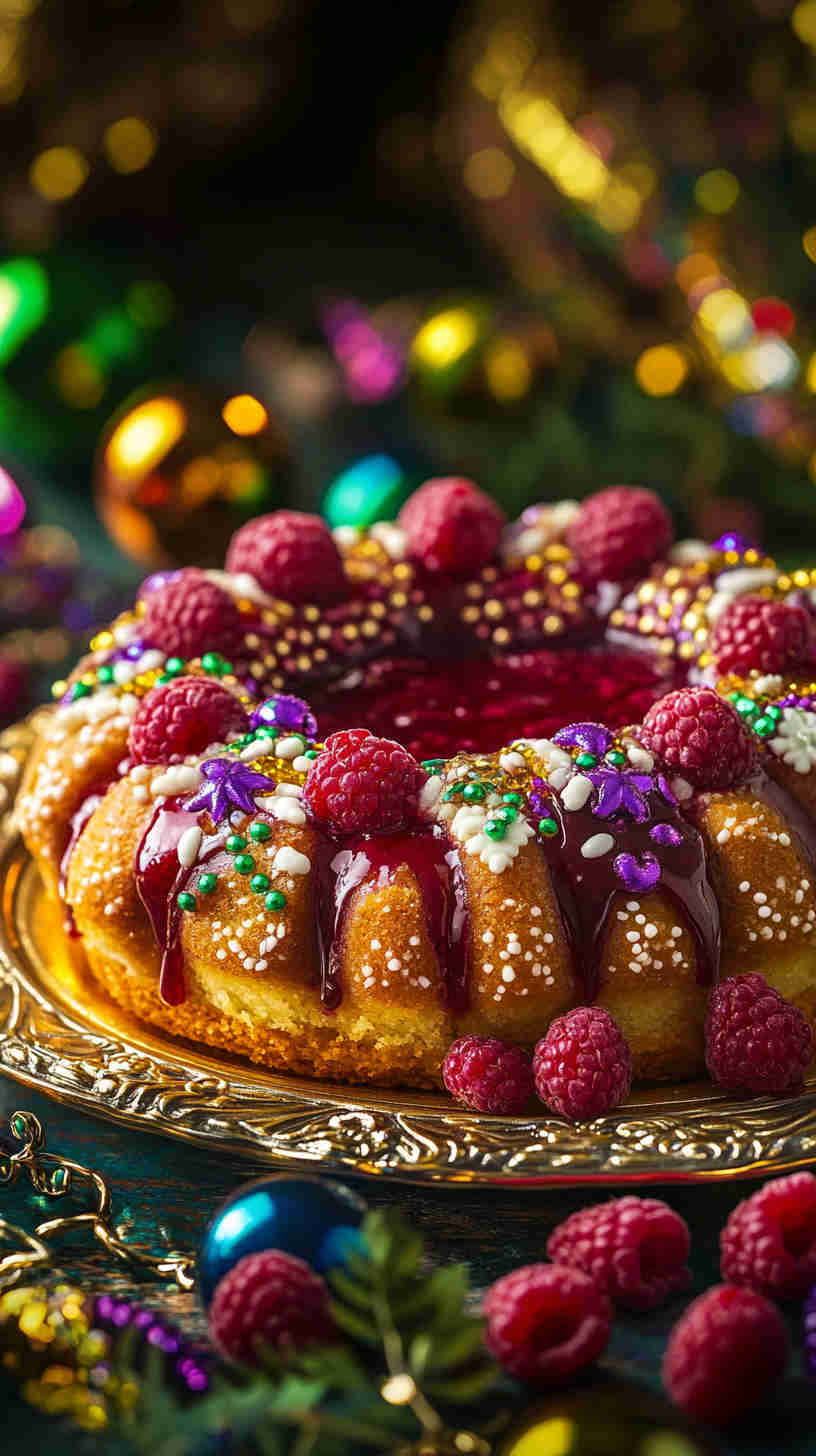 King Cake with Raspberry Jam Filling