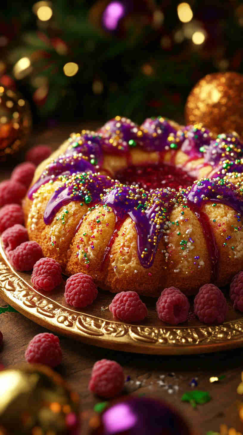 King Cake with Raspberry Jam Filling