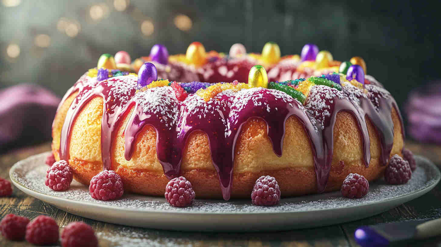 King Cake with Raspberry Jam Filling