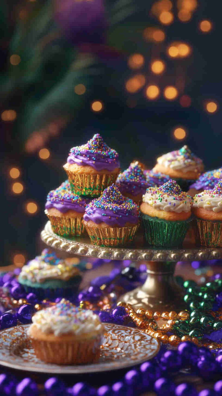 Mini King Cakes for Mardi Gras Parties