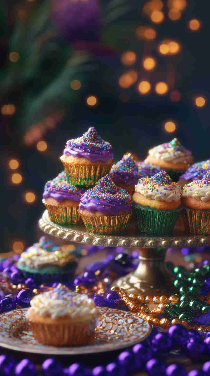Mini King Cakes for Mardi Gras Parties