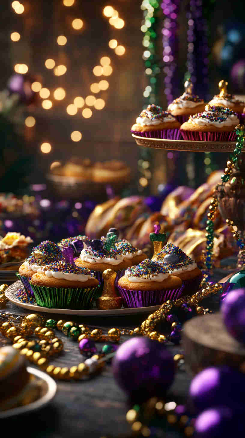 Mini King Cakes for Mardi Gras Parties