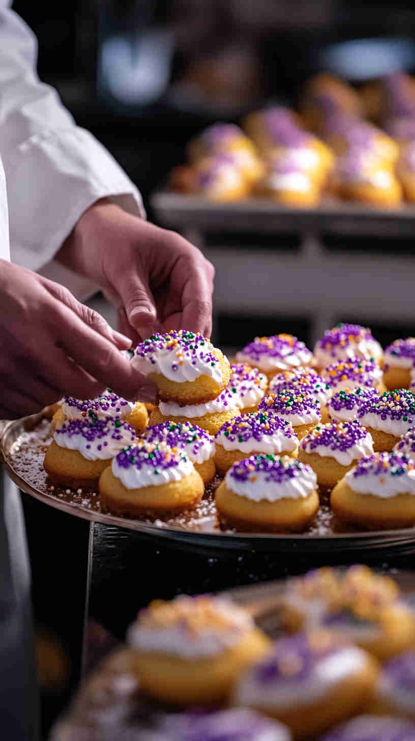 Mini King Cakes for Mardi Gras Parties