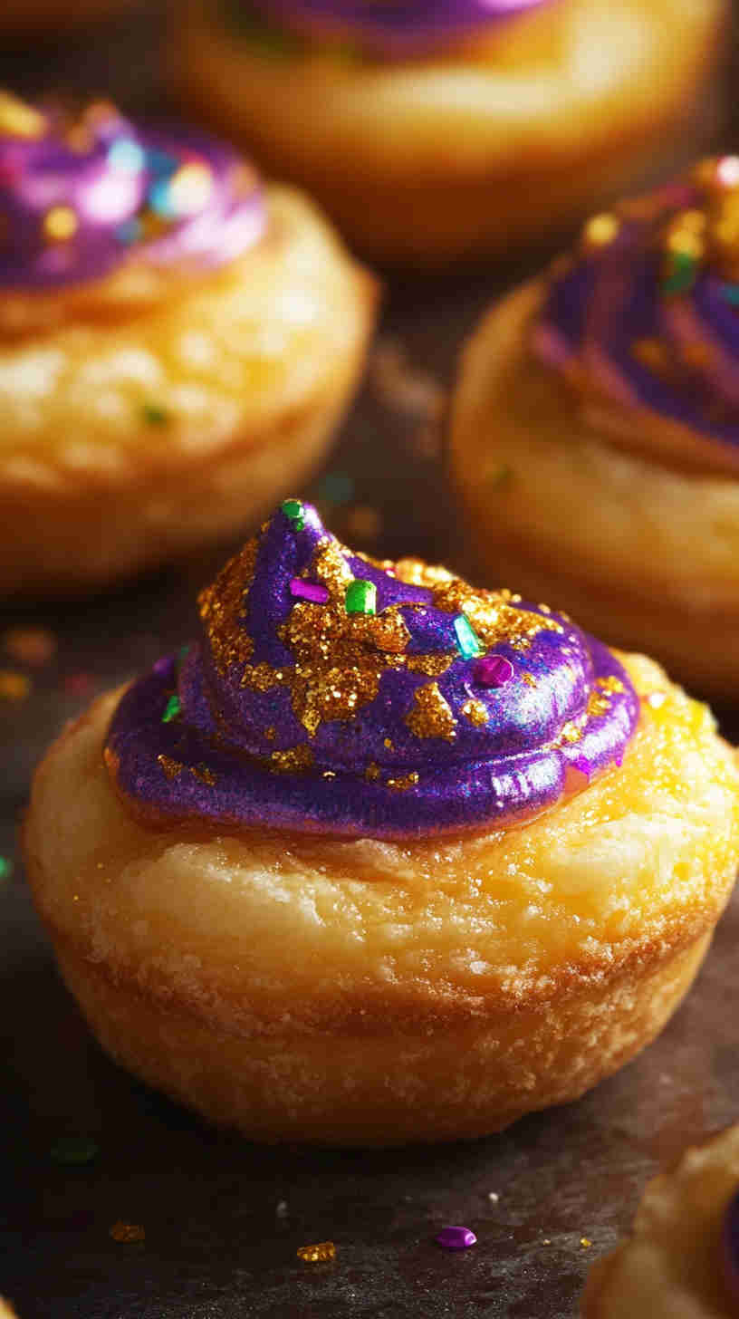 Mini King Cakes for Mardi Gras Parties