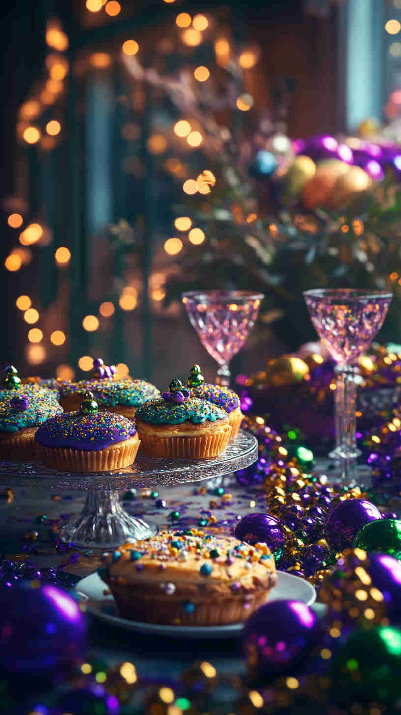 Mini King Cakes for Mardi Gras Parties