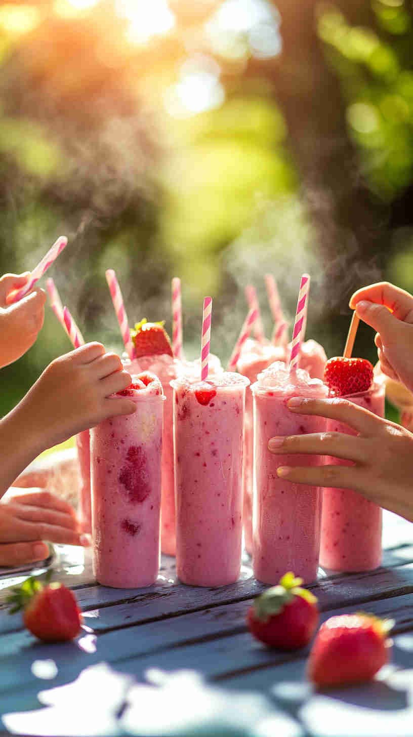 Strawberry Protein Smoothie Popsicles