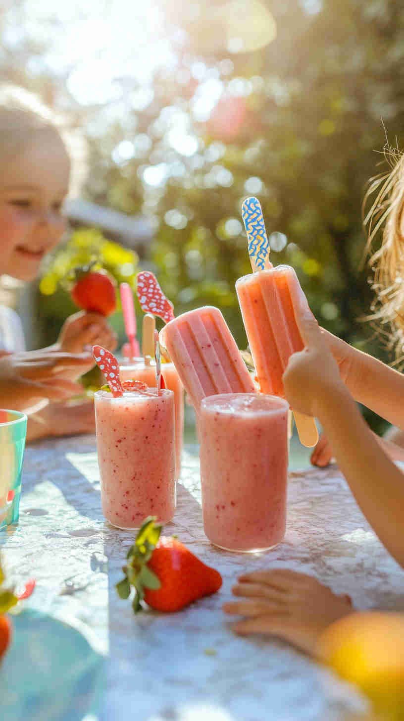Strawberry Protein Smoothie Popsicles