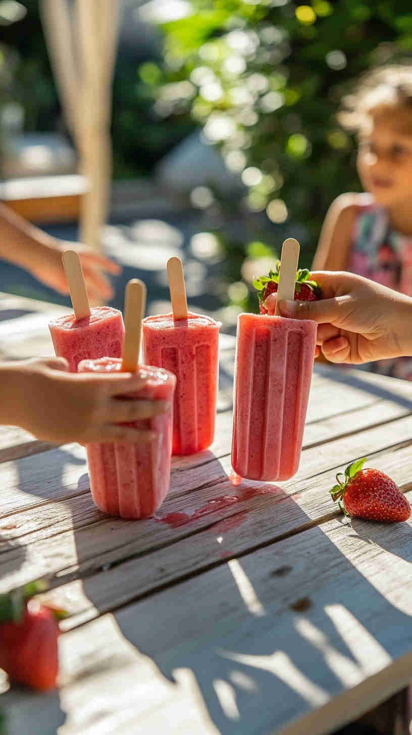 Strawberry Protein Smoothie Popsicles