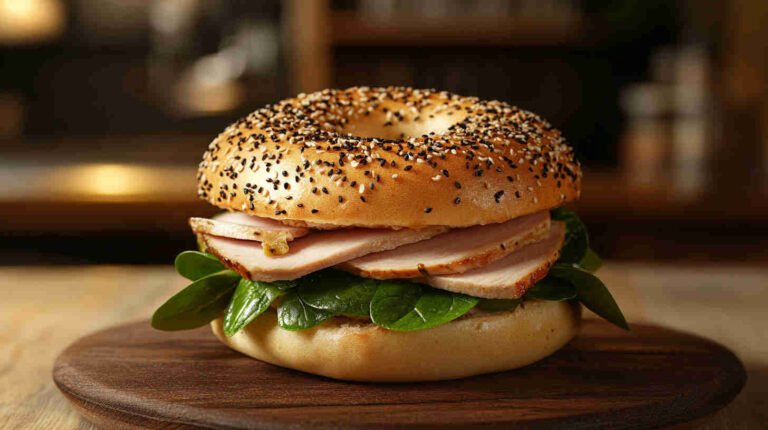 Turkey and Spinach Protein Bagel