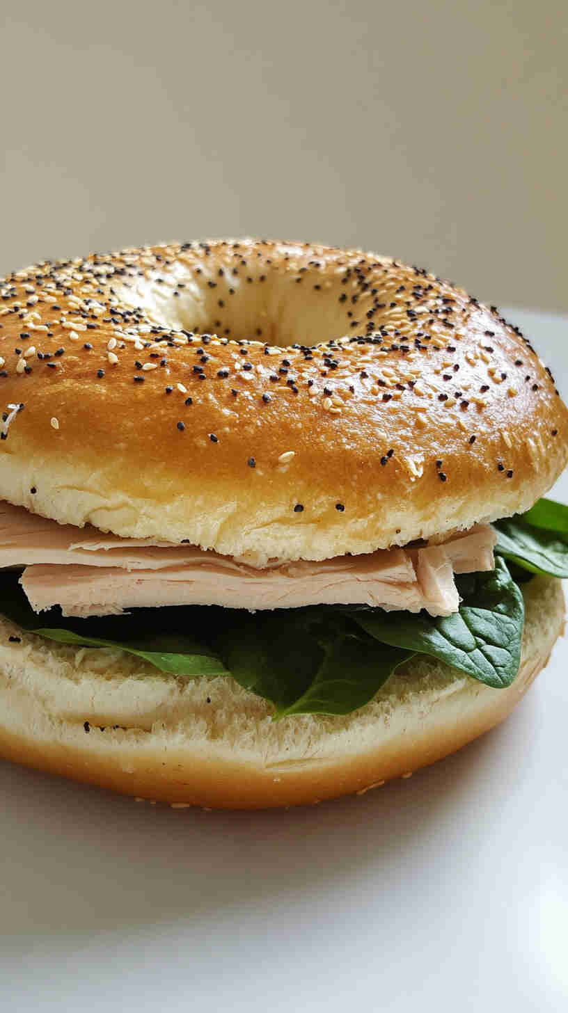 Turkey and Spinach Protein Bagel
