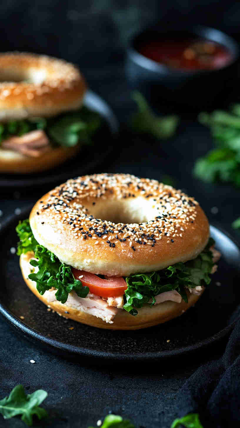 Turkey and Spinach Protein Bagel