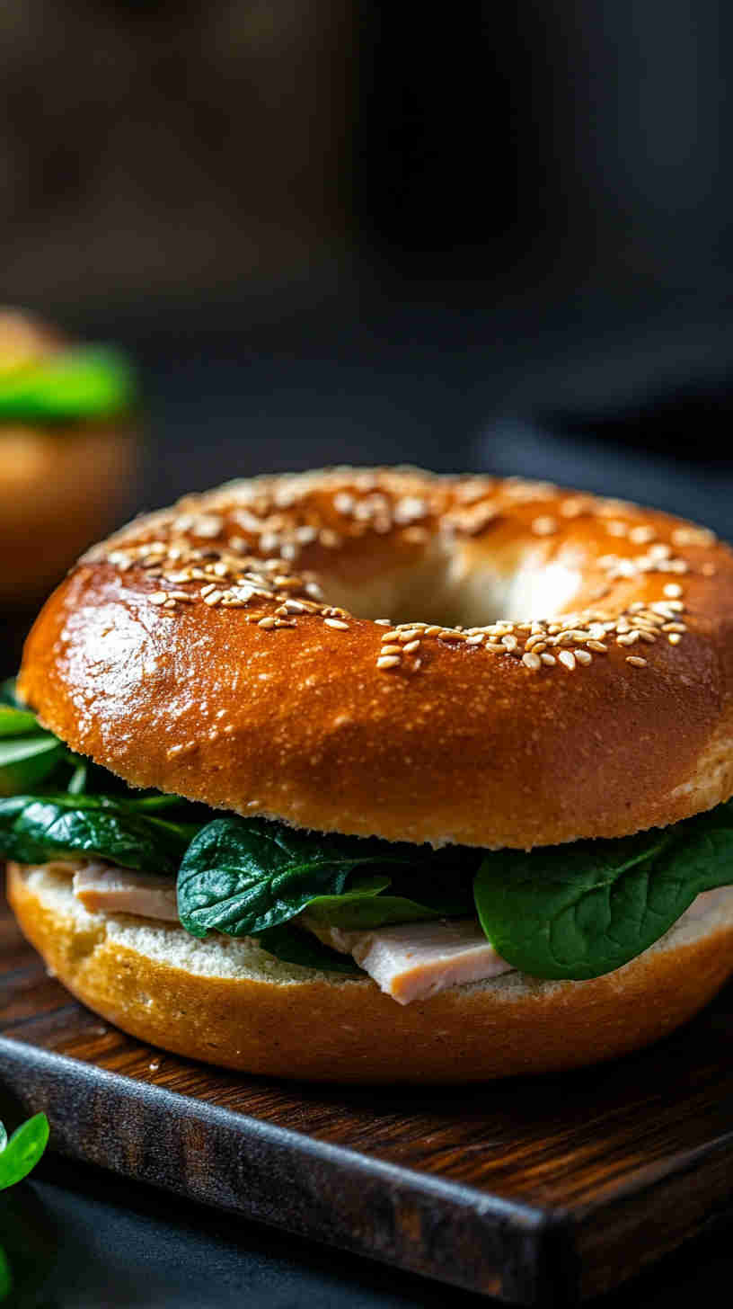 Turkey and Spinach Protein Bagel
