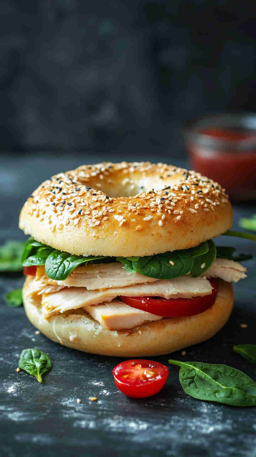 Turkey and Spinach Protein Bagel