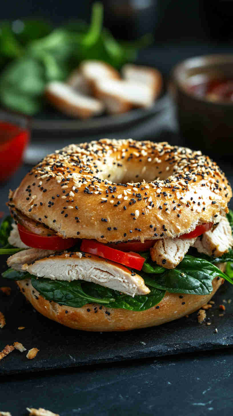 Turkey and Spinach Protein Bagel