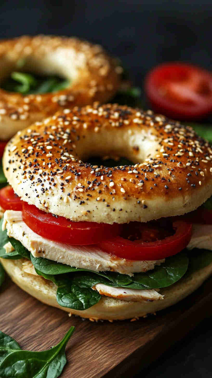 Turkey and Spinach Protein Bagel