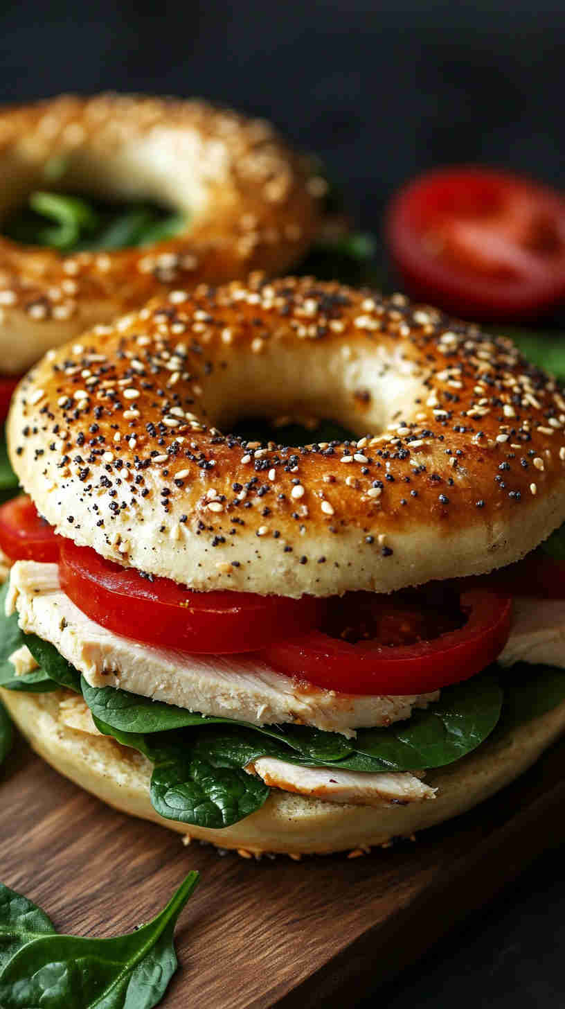 Turkey and Spinach Protein Bagel