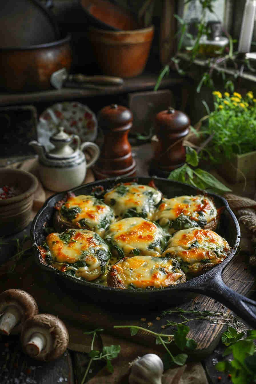 Baked Stuffed Mushrooms with Spinach