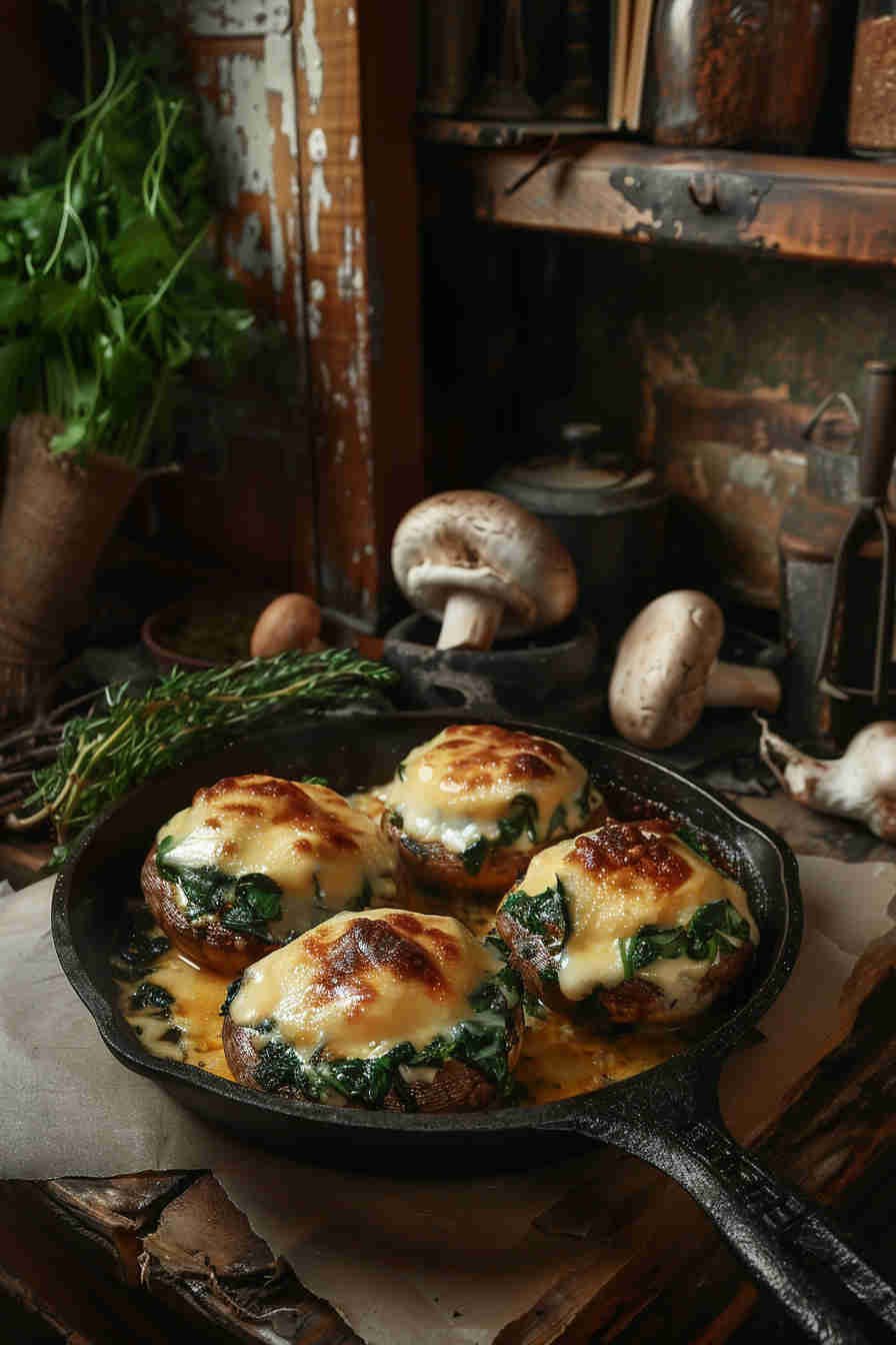 Baked Stuffed Mushrooms with Spinach