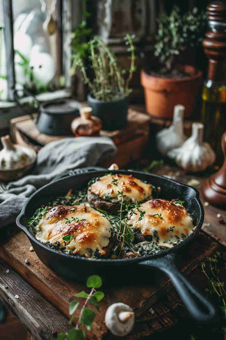 Baked Stuffed Mushrooms with Spinach