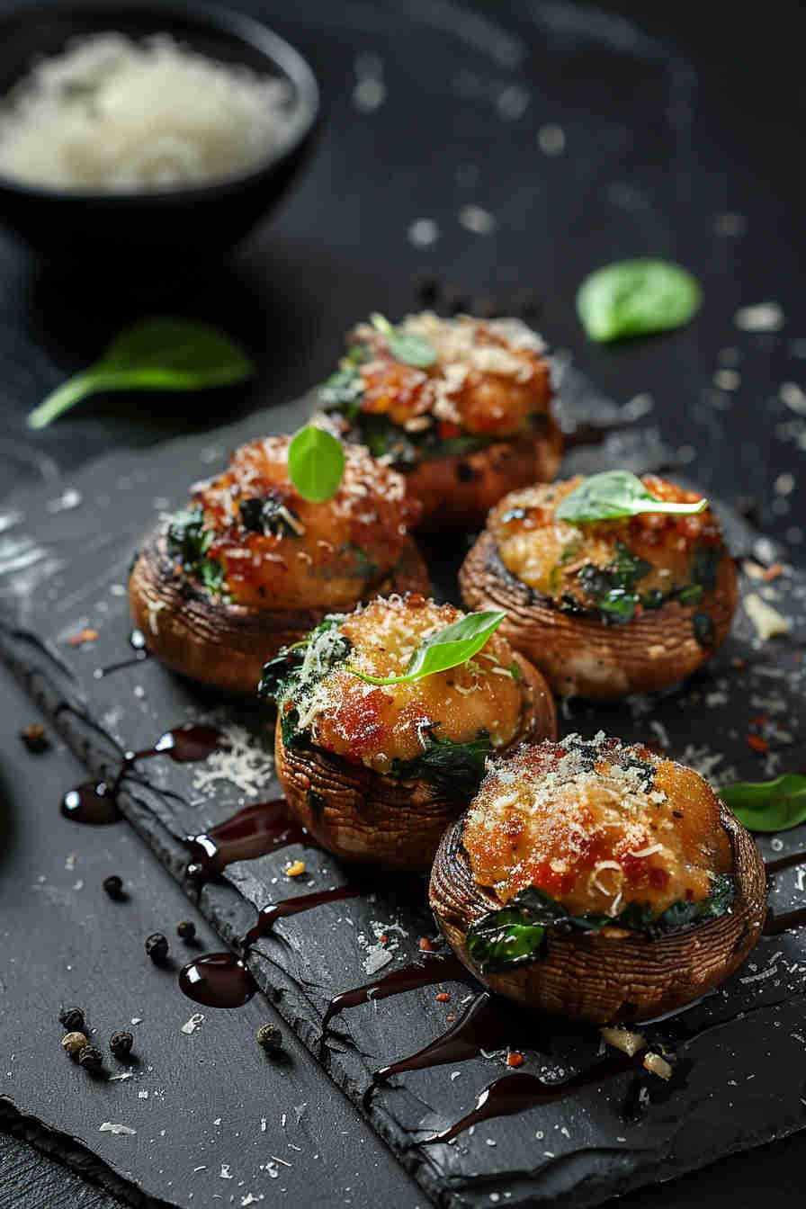 Baked Stuffed Mushrooms with Spinach