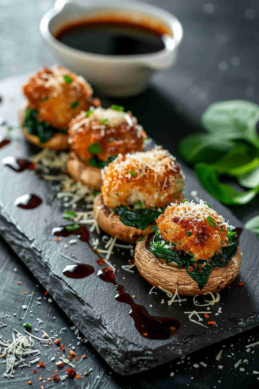 Baked Stuffed Mushrooms with Spinach