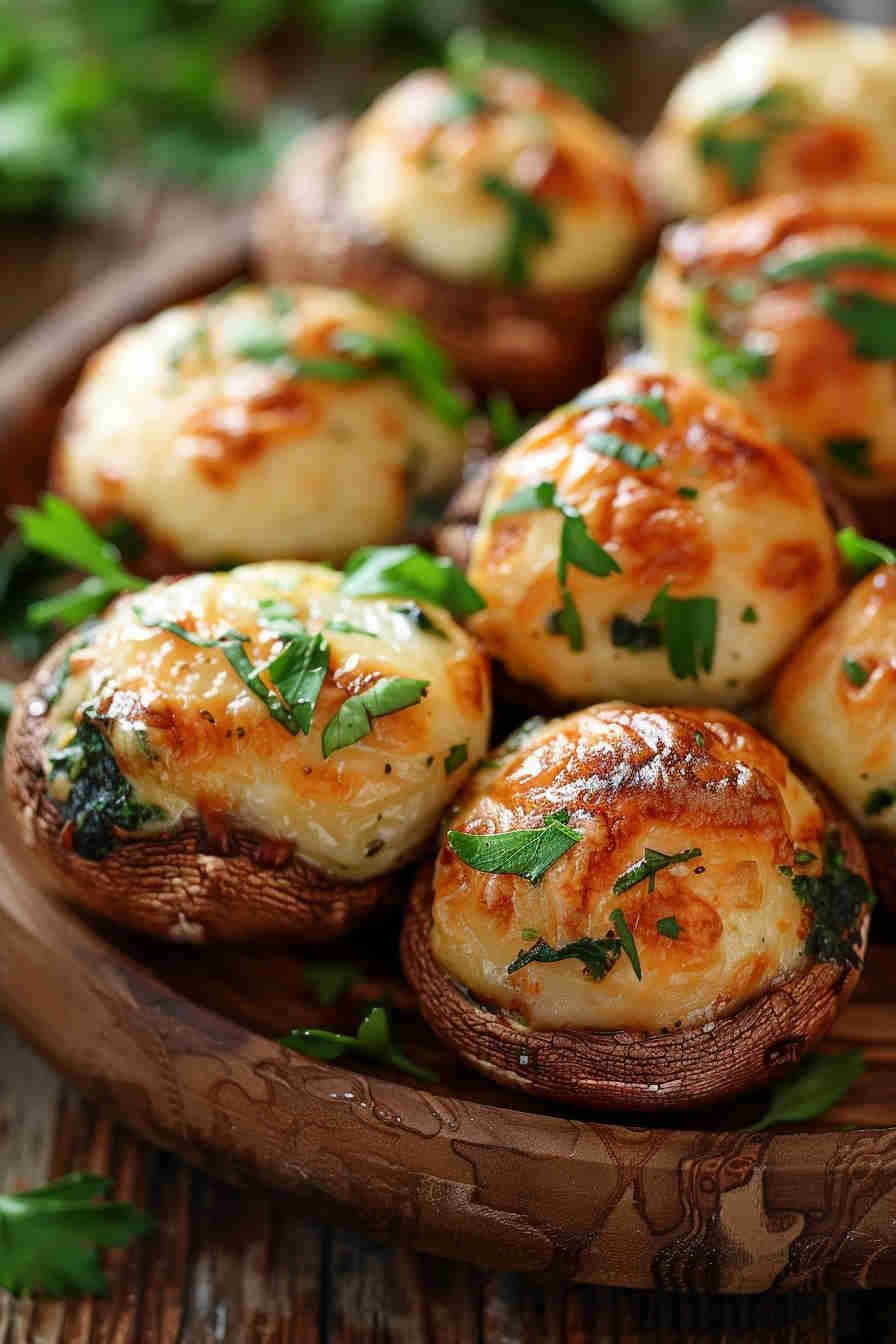 Baked Stuffed Mushrooms with Spinach