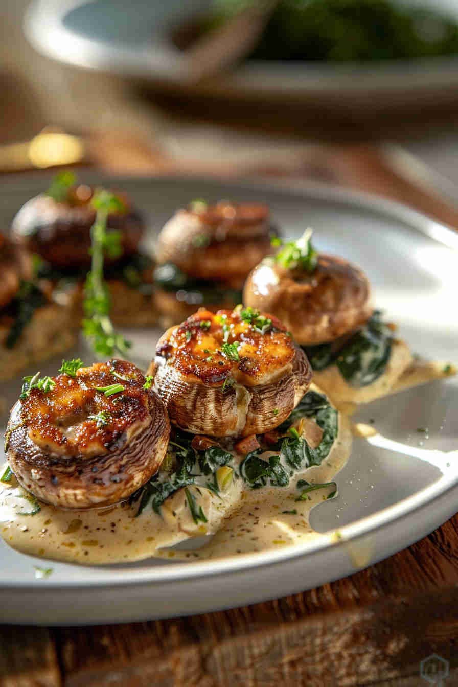 Baked Stuffed Mushrooms with Spinach