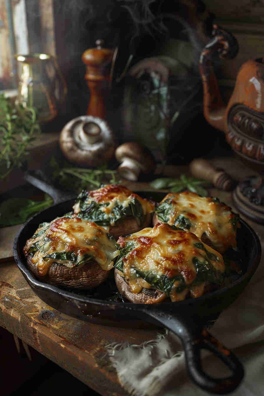 Baked Stuffed Mushrooms with Spinach