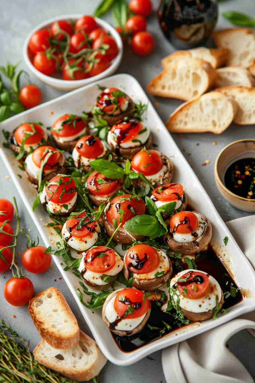 Caprese Salad-Stuffed Mushrooms