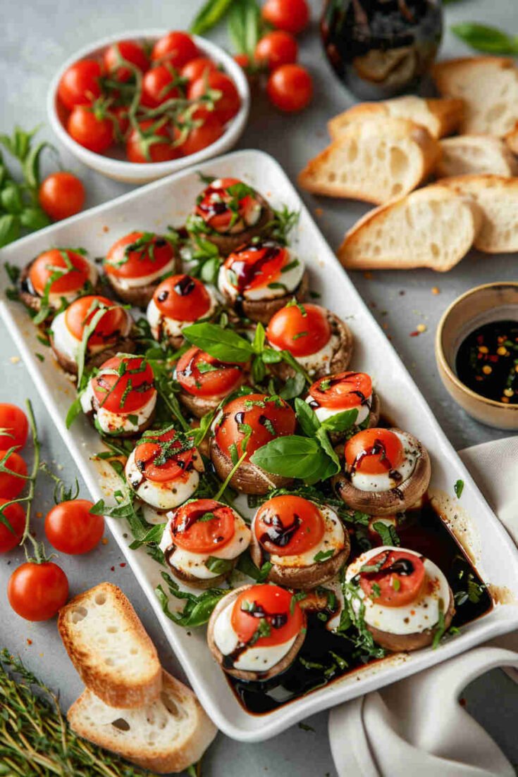 Caprese Salad-Stuffed Mushrooms